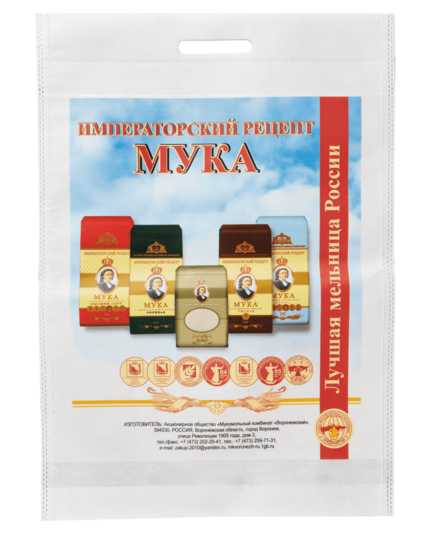 Сумка из спанбонда, 34х48см, 5кг, 80гр/м2 прорубная ручка, полноцветная печать